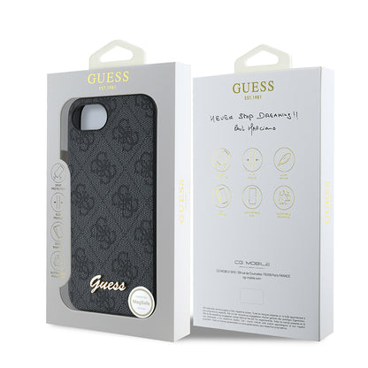iPhone 16E Kılıf Guess Orjinal Lisanslı 4G Desenli Script Metal Logolu Kılıf