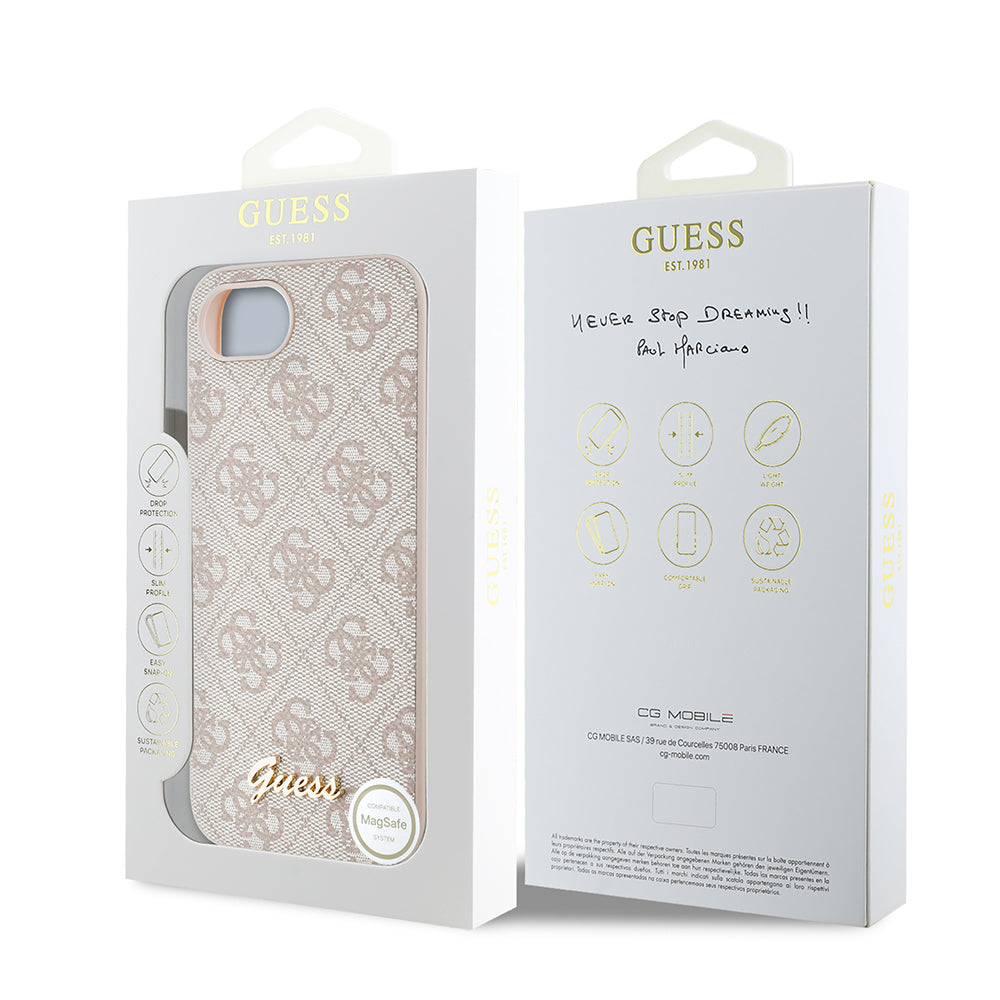 iPhone 16E Kılıf Guess Orjinal Lisanslı 4G Desenli Script Metal Logolu Kılıf