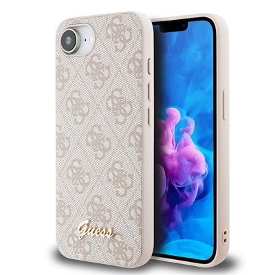 iPhone 16E Kılıf Guess Orjinal Lisanslı 4G Desenli Script Metal Logolu Kılıf