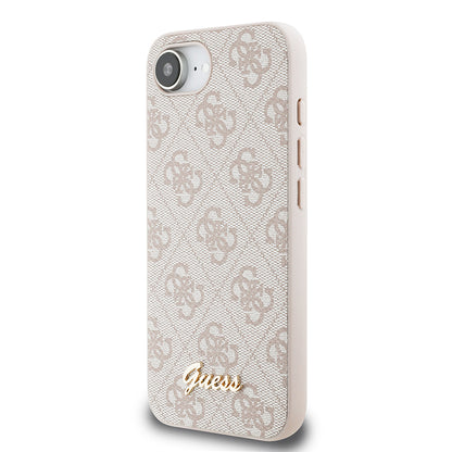 iPhone 16E Kılıf Guess Orjinal Lisanslı 4G Desenli Script Metal Logolu Kılıf