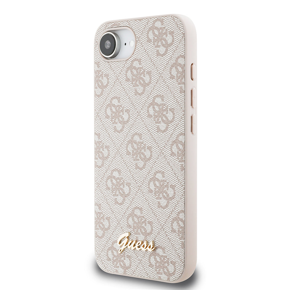 iPhone 16E Kılıf Guess Orjinal Lisanslı 4G Desenli Script Metal Logolu Kılıf