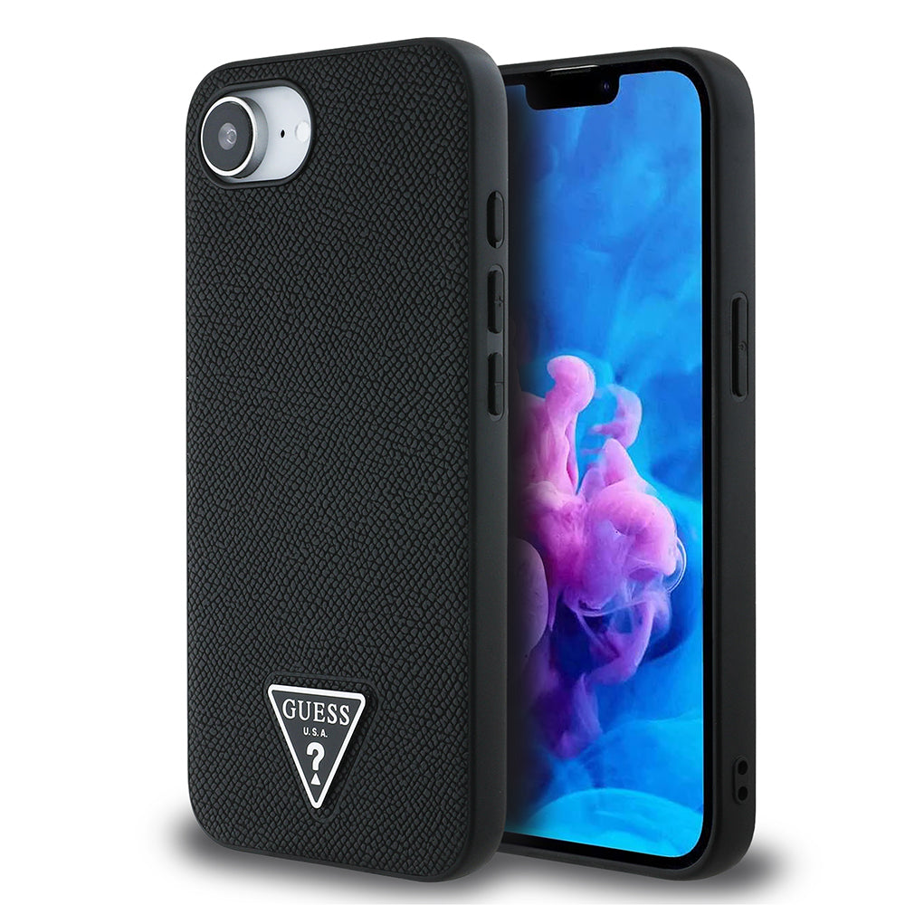 iPhone 16E Kılıf Guess Orjinal Lisanslı M-safe Şarj Özellikli Grained Triangle Kılıf