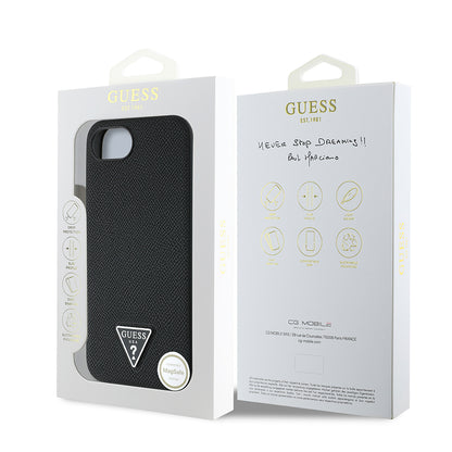 iPhone 16E Kılıf Guess Orjinal Lisanslı M-safe Şarj Özellikli Grained Triangle Kılıf