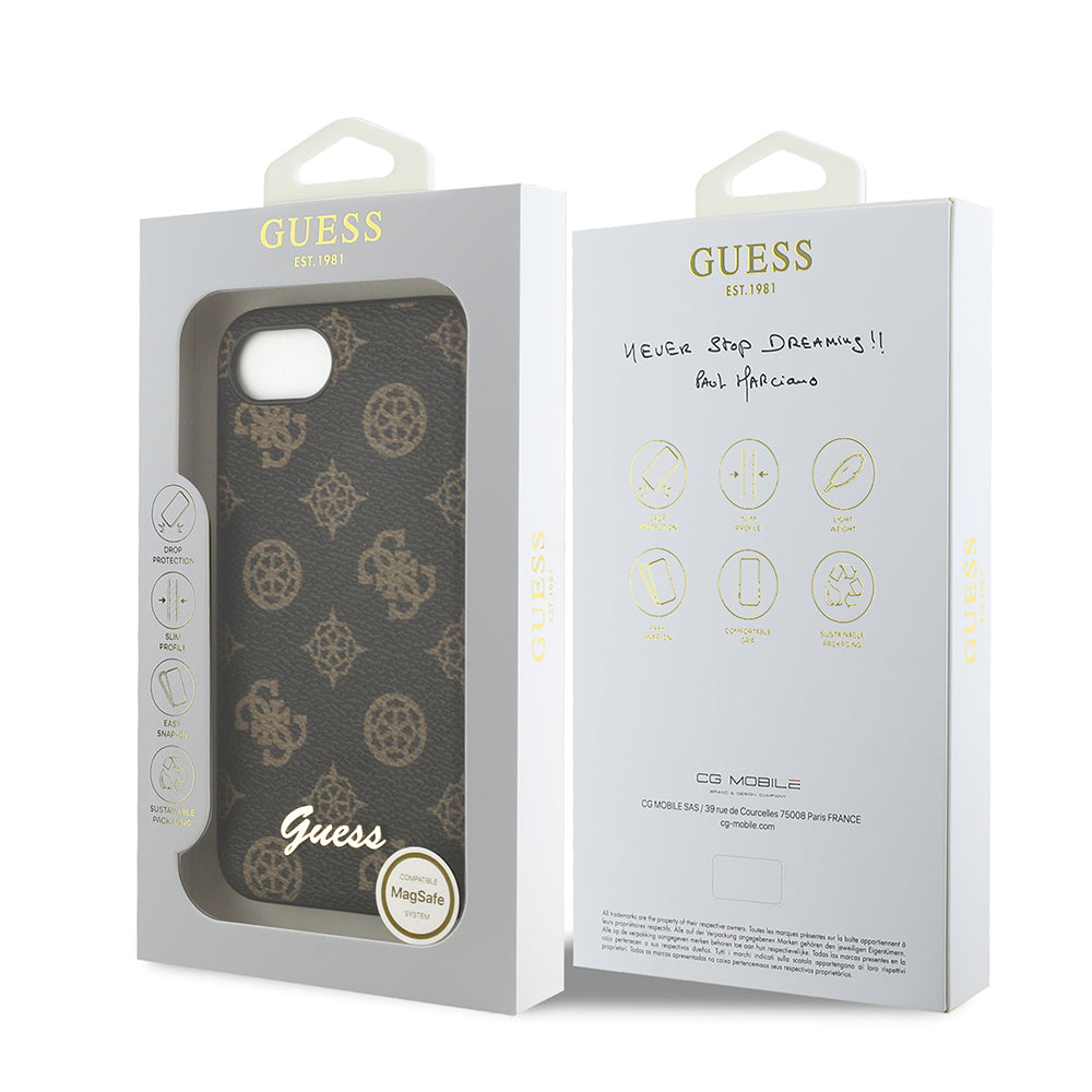 iPhone 16E Kılıf Guess Orjinal Lisanslı M-safe Şarj Özellikli Yazı Logolu Peony Kılıf