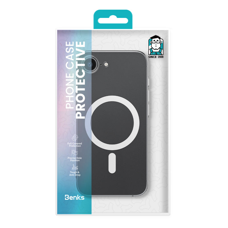 iPhone 16E Kılıf M-safe Şarj Özellikli Benks Crystal Serisi Şeffaf Kılıf