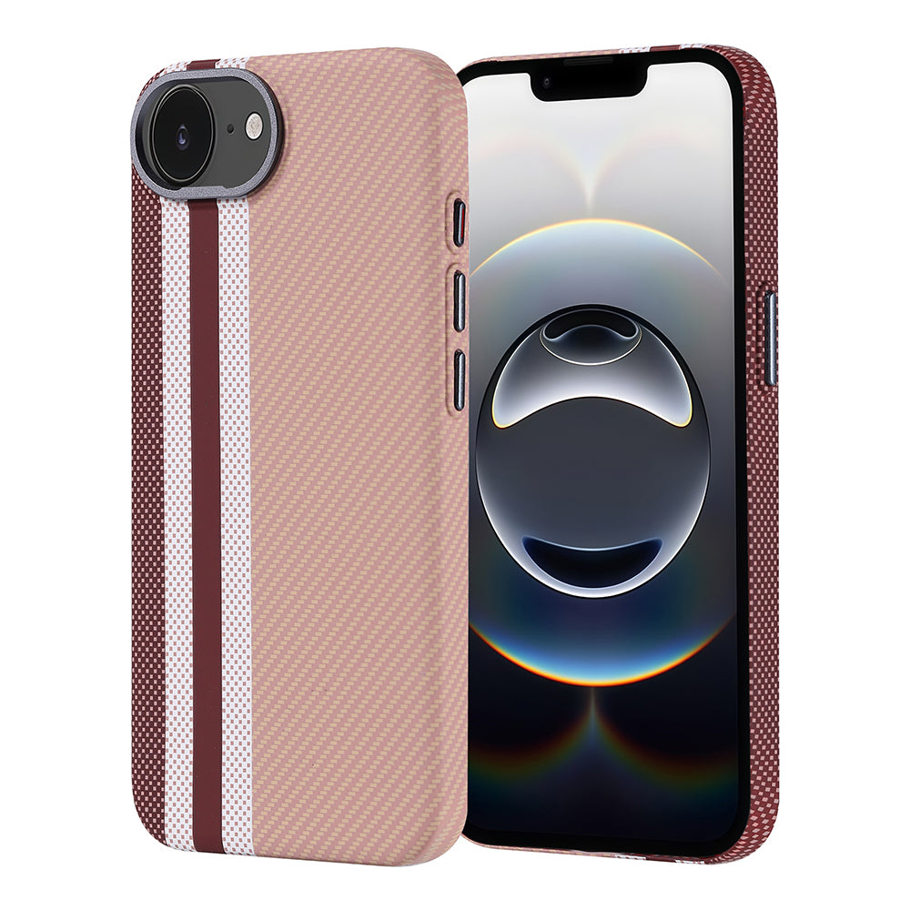 Apple iPhone 16E Kılıf M-safe Şarj Özellikli Karbon Fiber Görünümlü Zore Nekst Kapak Gold