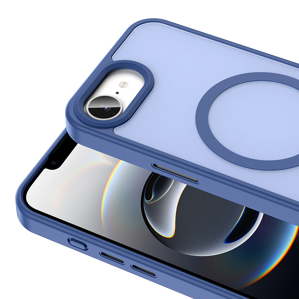 Apple iPhone 16E Kılıf M-safe Şarj Özellikli Mat Arka Yüzey Zore Sio Kapak Mavi