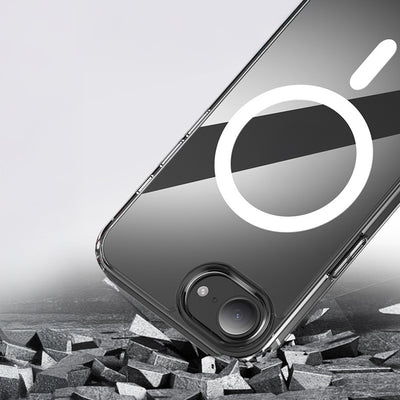 Apple iPhone 16E Kılıf M-safe Şarj Özellikli Şeffaf Sert PC Zore Embos Kapak Şeffaf