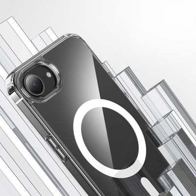 Apple iPhone 16E Kılıf M-safe Şarj Özellikli Şeffaf Sert PC Zore Embos Kapak Şeffaf