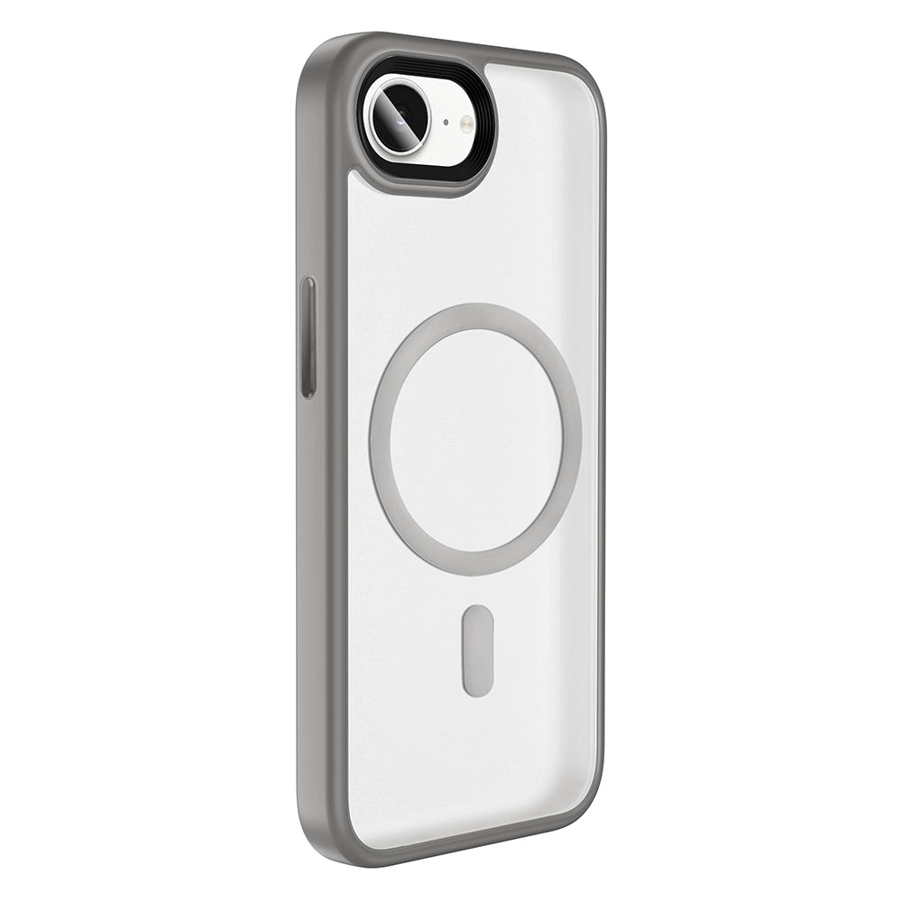 Apple iPhone 16E Kılıf Mat Arka Yüzey Wireless Şarj Özellikli Zore Flet M-safe Kapak Titanyum-Gri