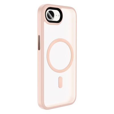Apple iPhone 16E Kılıf Mat Arka Yüzey Wireless Şarj Özellikli Zore Flet M-safe Kapak Pembe