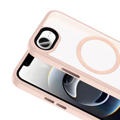 Apple iPhone 16E Kılıf Mat Arka Yüzey Wireless Şarj Özellikli Zore Flet M-safe Kapak Pembe
