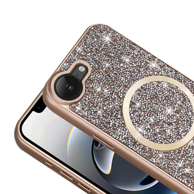 Apple iPhone 16E Kılıf Pırlanta Tasarımlı M-safe Şarj Özellikli Zore Mozaik Silikon Kapak Siyah