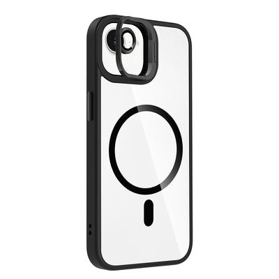 Apple iPhone 16E Kılıf Standlı ve Kamera Lens Hediyeli M-Safe Şarj Özellikli Zore Etro Kapak Pembe