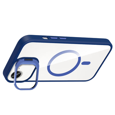 Apple iPhone 16E Kılıf Standlı ve Kamera Lens Hediyeli M-Safe Şarj Özellikli Zore Etro Kapak Pembe