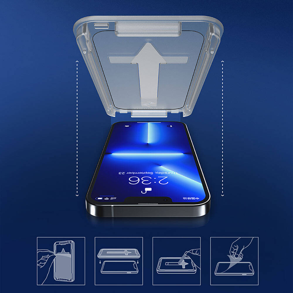 iPhone 16E Recci RSP-A10 HD Temperli Cam Ekran Koruyucu + Kolay Uygulama Aparatlı