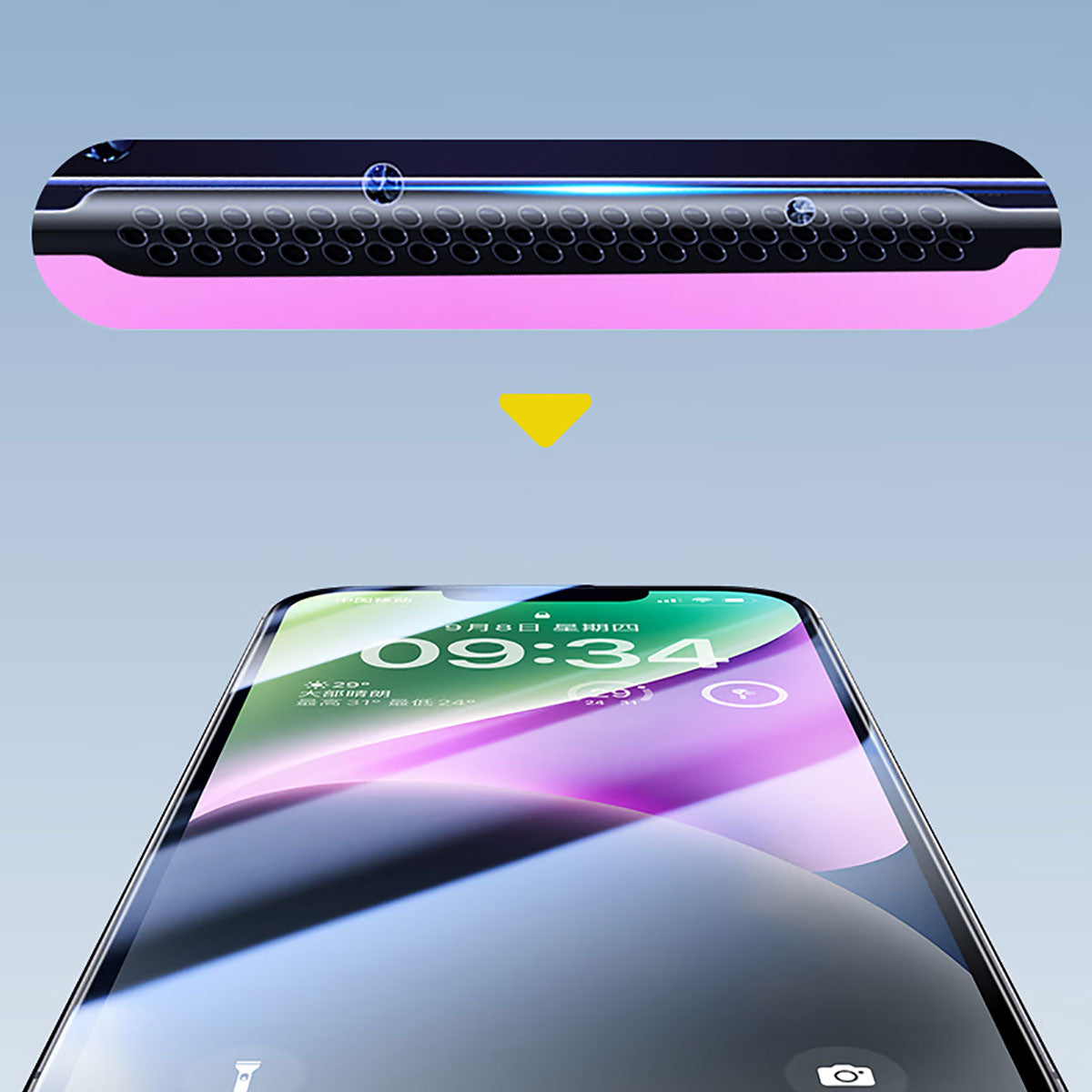 iPhone 16E Wiwu CZ-003 Mavi Işık Teknolojili Hidrofobik ve Oleofobik Parlama Önleyici Cam Ekran Koruyucu
