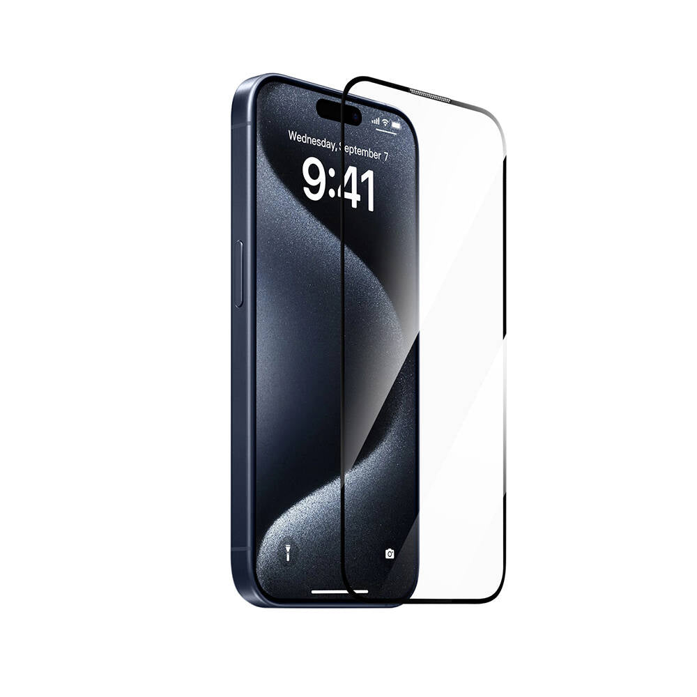 iPhone 16E Wiwu SQ-008 Oleofobik Easy Install Darbeye Karşı Dayanıklı Temperli Cam Ekran Koruyucu + Kolay Uygulama Aparatlı