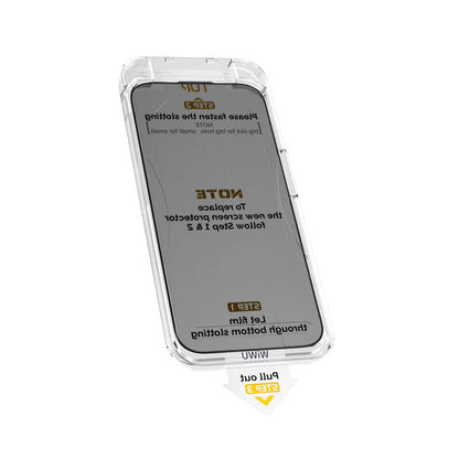 iPhone 16E Wiwu Wi-SQ009 Easy Install iPrivacy 360° Anti-Peep Oleofobik Temperli Cam Ekran Koruyucu + Kolay Uygulama Aparatlı