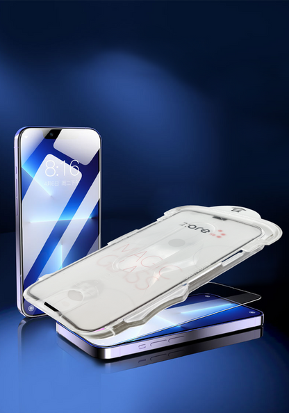 iPhone 16E Zore Kolay Uygulama Aparatlı 5D Magic Glass Cam Ekran Koruyucu