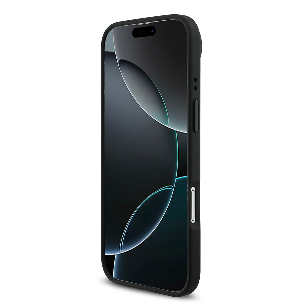 iPhone 17 Air Kılıf BMW Orjinal Lisanslı M-safe Şarj Özellikli Deri Arka Yüzey Metal Logolu Delikli Şerit Tasarımlı Kılıf