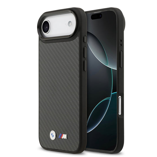 iPhone 17 Air Kılıf BMW Orjinal Lisanslı M-safe Şarj Özellikli Karbon Fiber Metal Logolu Kevlar Kılıf