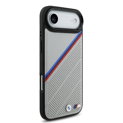 iPhone 17 Air Kılıf BMW Orjinal Lisanslı M-safe Şarj Özellikli M Logolu Üç Şeritli Delikli Deri Kılıf