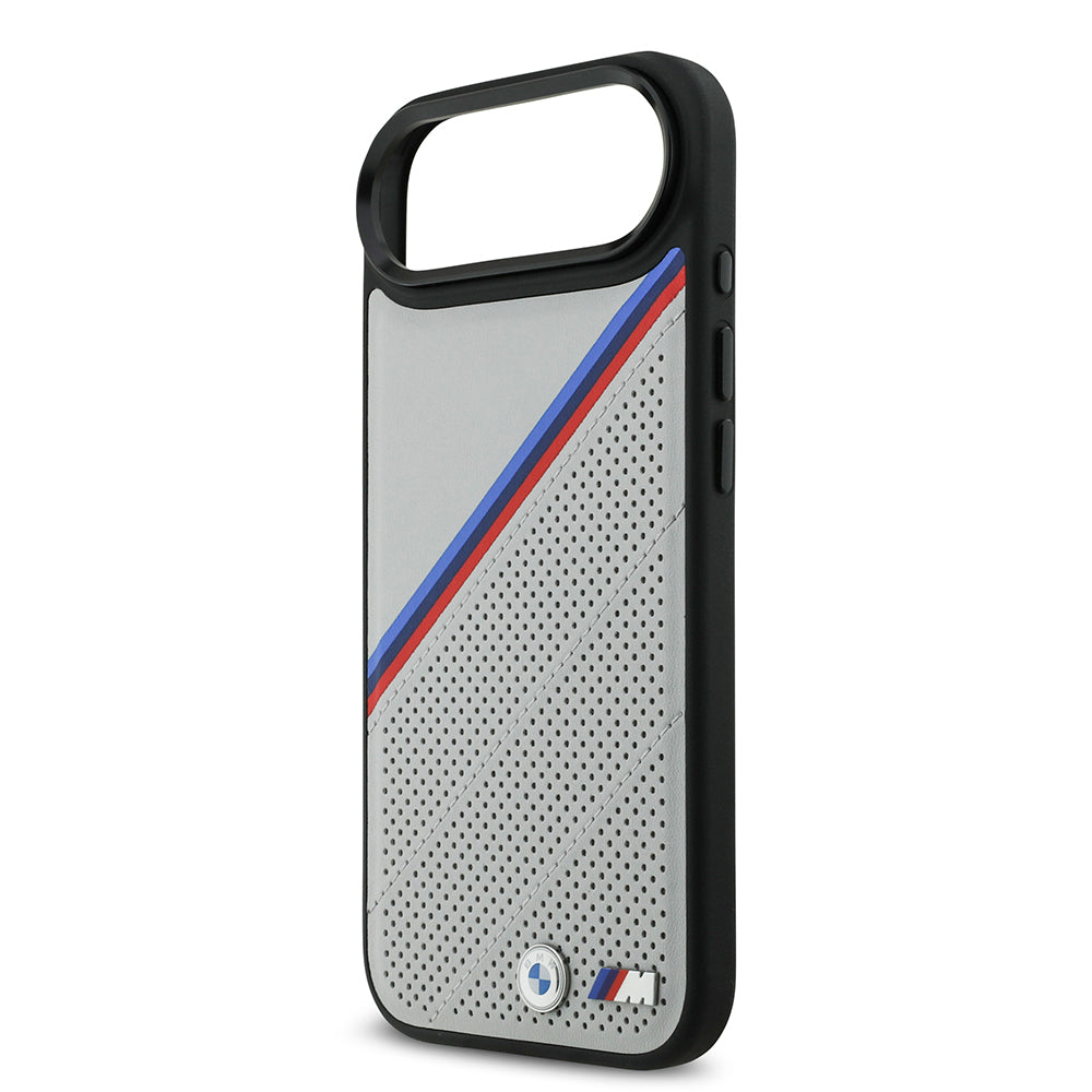 iPhone 17 Air Kılıf BMW Orjinal Lisanslı M-safe Şarj Özellikli M Logolu Üç Şeritli Delikli Deri Kılıf