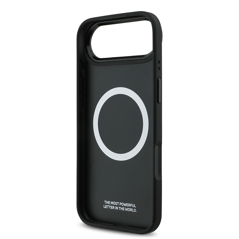 iPhone 17 Air Kılıf BMW Orjinal Lisanslı M-safe Şarj Özellikli M Logolu Üç Şeritli Delikli Deri Kılıf