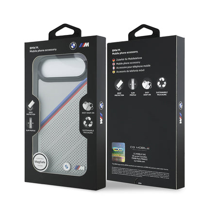 iPhone 17 Air Kılıf BMW Orjinal Lisanslı M-safe Şarj Özellikli M Logolu Üç Şeritli Delikli Deri Kılıf