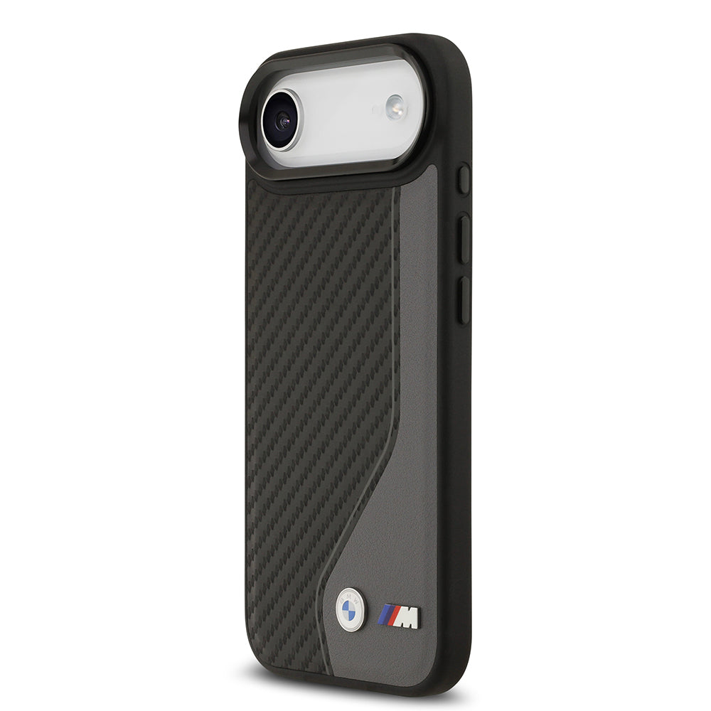 iPhone 17 Air Kılıf BMW Orjinal Lisanslı M-safe Şarj Özellikli Metal BMW ve M Logolu PU Karbon Tasarımlı Kılıf