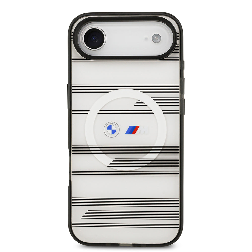 iPhone 17 Air Kılıf BMW Orjinal Lisanslı M-safe Şarj Özellikli Metal Kamera Butonlu Yatay Şeritli M Dizayn Kılıf