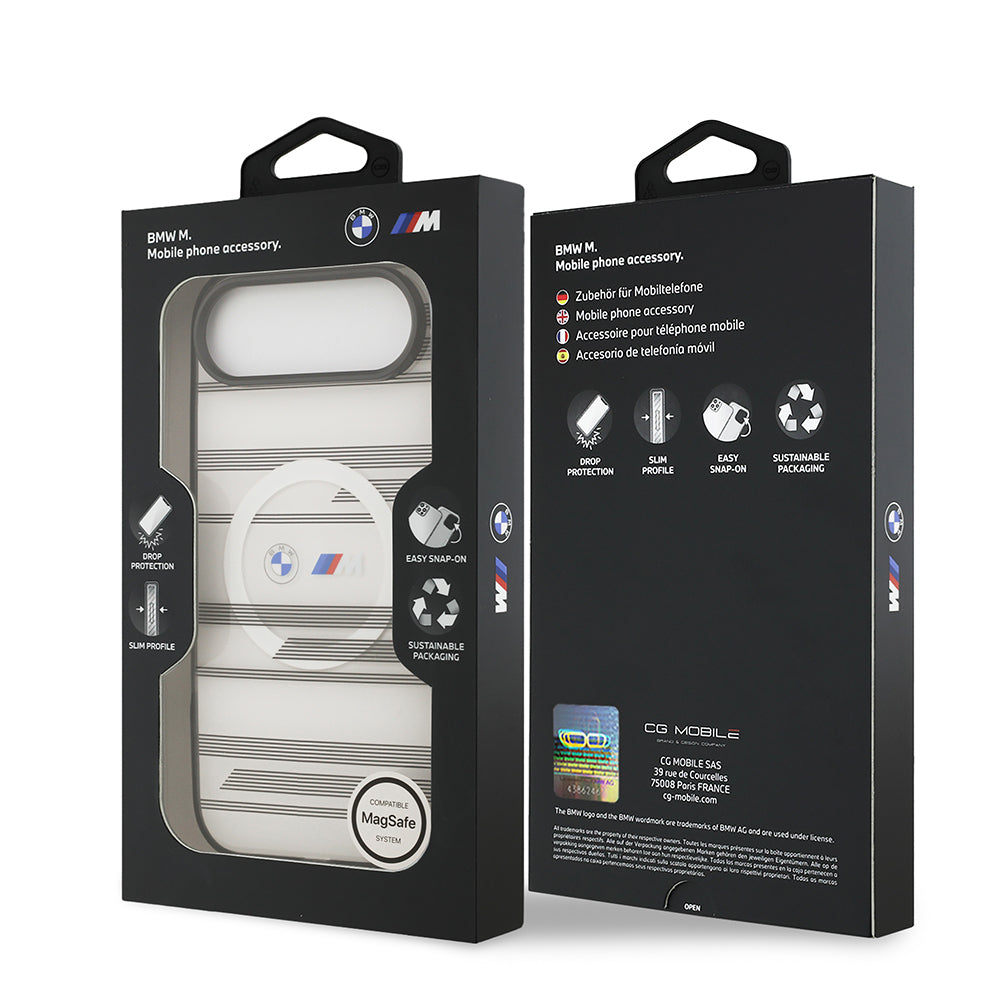 iPhone 17 Air Kılıf BMW Orjinal Lisanslı M-safe Şarj Özellikli Metal Kamera Butonlu Yatay Şeritli M Dizayn Kılıf