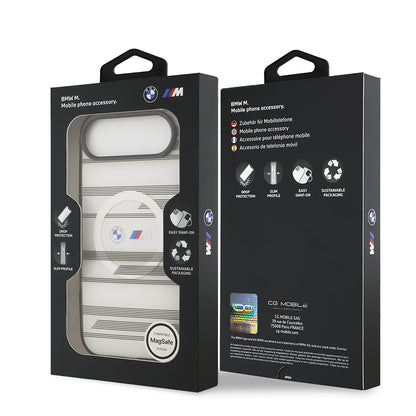 iPhone 17 Air Kılıf BMW Orjinal Lisanslı M-safe Şarj Özellikli Metal Kamera Butonlu Yatay Şeritli M Dizayn Kılıf