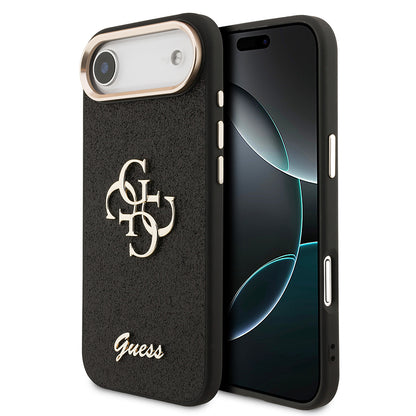 iPhone 17 Air Kılıf Guess Orjinal Lisanslı 4G Büyük Metal Kamera Çerçeveli ve Logolu Glitter Kılıf