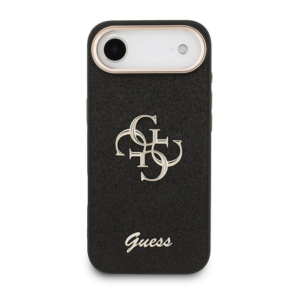 iPhone 17 Air Kılıf Guess Orjinal Lisanslı 4G Büyük Metal Kamera Çerçeveli ve Logolu Glitter Kılıf