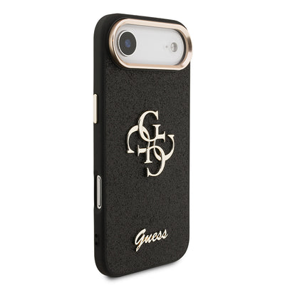Apple iPhone 17 Air Kılıf Guess Orjinal Lisanslı 4G Büyük Metal Kamera Çerçeveli ve Logolu Glitter Kapak Pembe