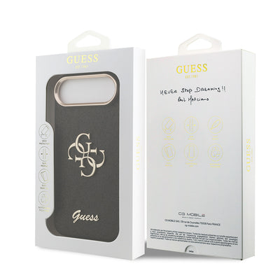 Apple iPhone 17 Air Kılıf Guess Orjinal Lisanslı 4G Büyük Metal Kamera Çerçeveli ve Logolu Glitter Kapak Pembe