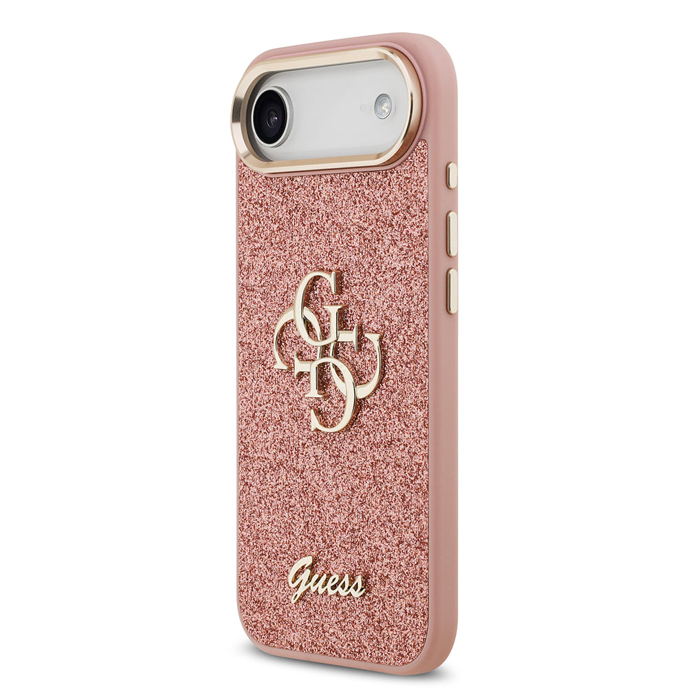 iPhone 17 Air Kılıf Guess Orjinal Lisanslı 4G Büyük Metal Kamera Çerçeveli ve Logolu Glitter Kılıf