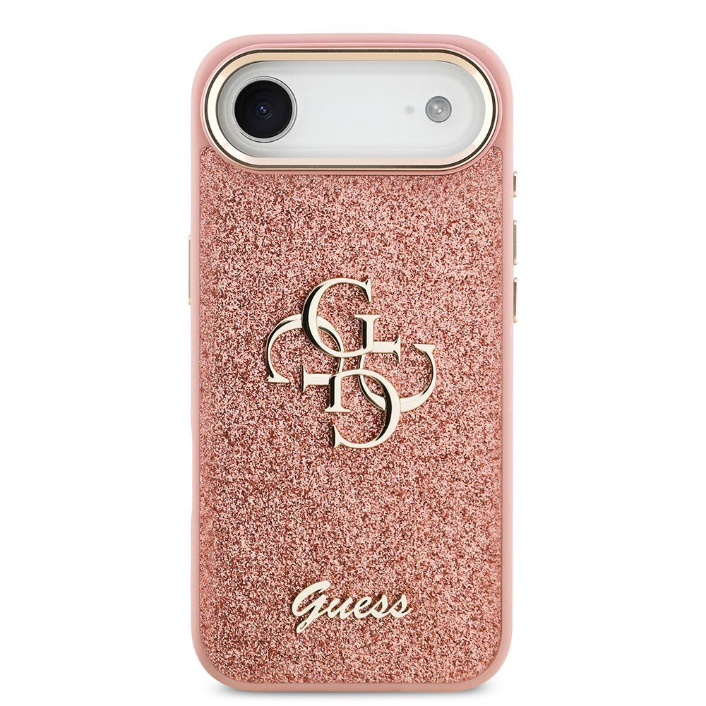 iPhone 17 Air Kılıf Guess Orjinal Lisanslı 4G Büyük Metal Kamera Çerçeveli ve Logolu Glitter Kılıf