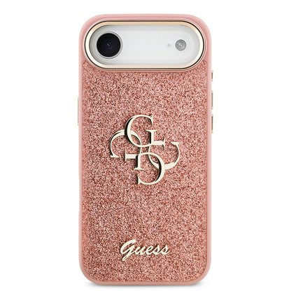 iPhone 17 Air Kılıf Guess Orjinal Lisanslı 4G Büyük Metal Kamera Çerçeveli ve Logolu Glitter Kılıf