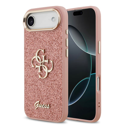 iPhone 17 Air Kılıf Guess Orjinal Lisanslı 4G Büyük Metal Kamera Çerçeveli ve Logolu Glitter Kılıf