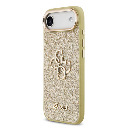 iPhone 17 Air Kılıf Guess Orjinal Lisanslı 4G Büyük Metal Kamera Çerçeveli ve Logolu Glitter Kılıf