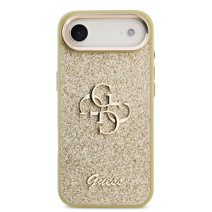 iPhone 17 Air Kılıf Guess Orjinal Lisanslı 4G Büyük Metal Kamera Çerçeveli ve Logolu Glitter Kılıf