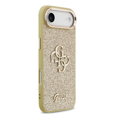 Apple iPhone 17 Air Kılıf Guess Orjinal Lisanslı 4G Büyük Metal Kamera Çerçeveli ve Logolu Glitter Kapak Gri
