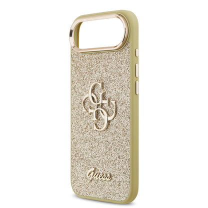 iPhone 17 Air Kılıf Guess Orjinal Lisanslı 4G Büyük Metal Kamera Çerçeveli ve Logolu Glitter Kılıf