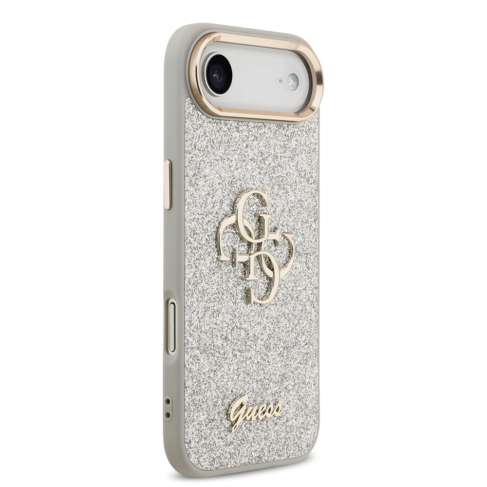 iPhone 17 Air Kılıf Guess Orjinal Lisanslı 4G Büyük Metal Kamera Çerçeveli ve Logolu Glitter Kılıf