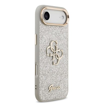 iPhone 17 Air Kılıf Guess Orjinal Lisanslı 4G Büyük Metal Kamera Çerçeveli ve Logolu Glitter Kılıf