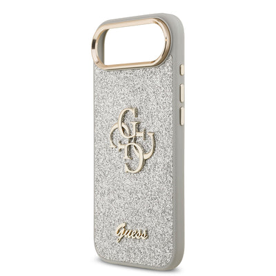 Apple iPhone 17 Air Kılıf Guess Orjinal Lisanslı 4G Büyük Metal Kamera Çerçeveli ve Logolu Glitter Kapak Gri