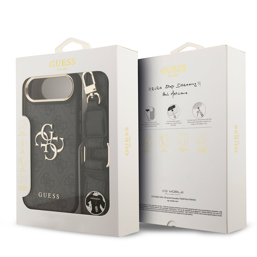 iPhone 17 Air Kılıf Guess Orjinal Lisanslı 4G Büyük Metal Logolu Kalın Askılı Kılıf